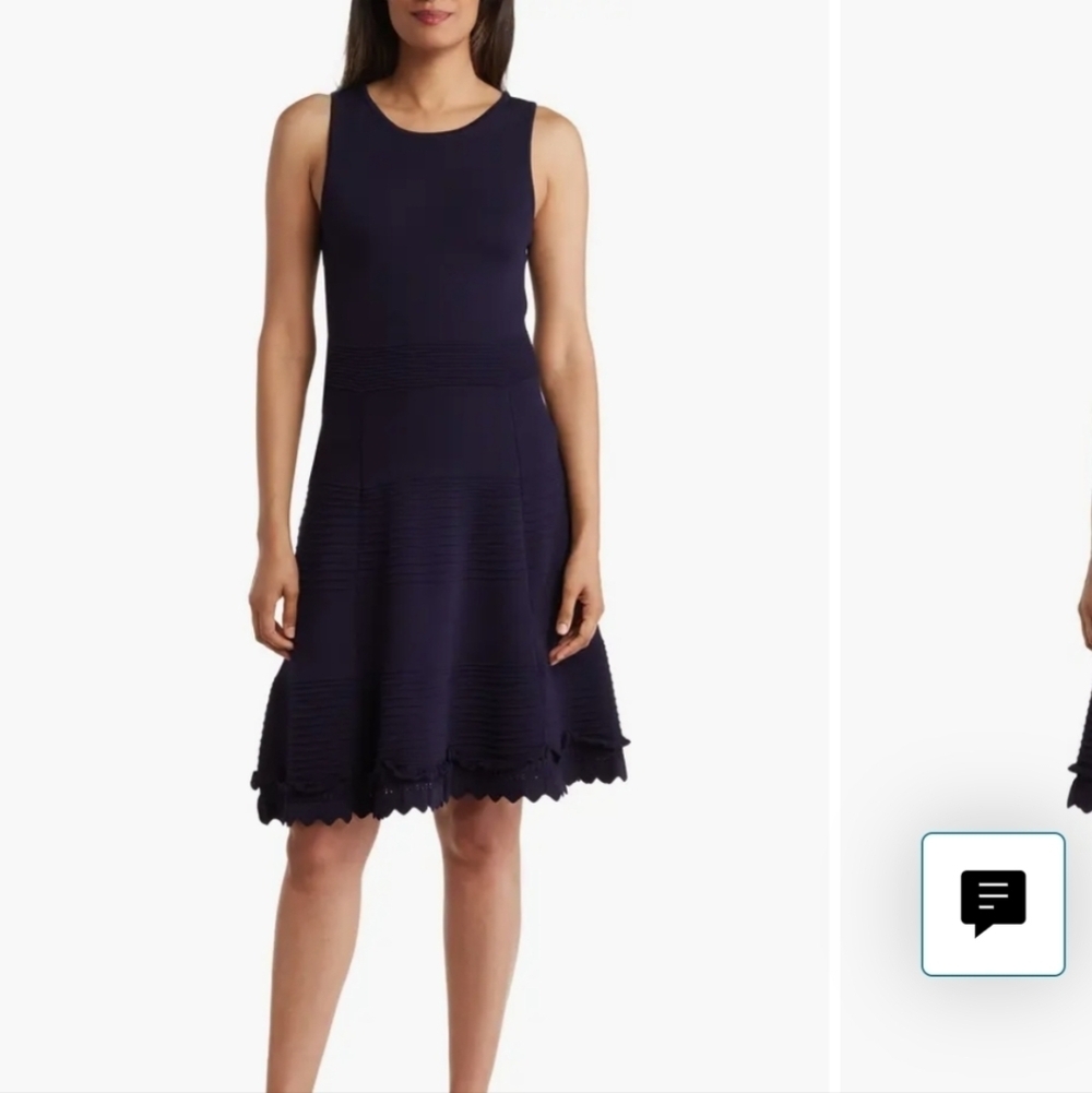 Eliza J Dark Navy Sleeveless A-Line Sweater Dress M